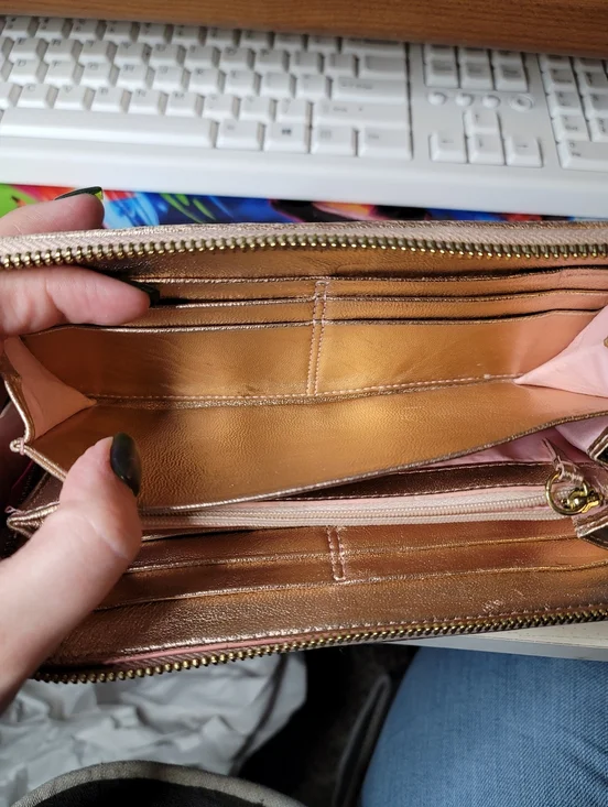 Coach Signature Long Wallet Total Pattern Canvas Beige And Rose Gold - Picture 4 of 14